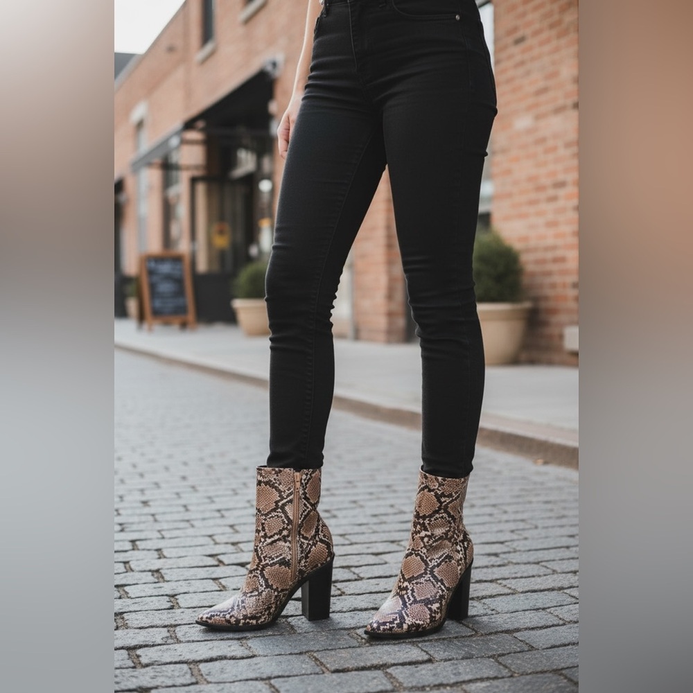 Lulu's Tan Snakeskin Heeled Boots